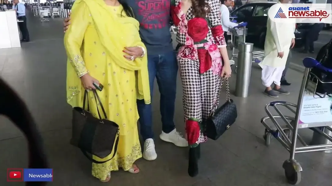 Hansika Motwani with Sohael Kathuriya and family at the Mumbai airport 