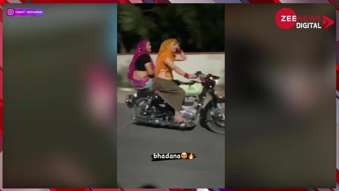 Woman riding bullet high speed on road in lehenga people are shocked see viral video 