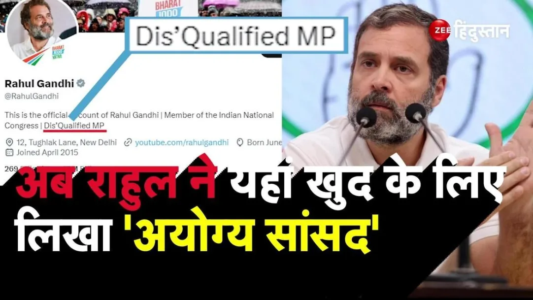 rahul gandhi says he is Disqualified MP in his twitter bio 