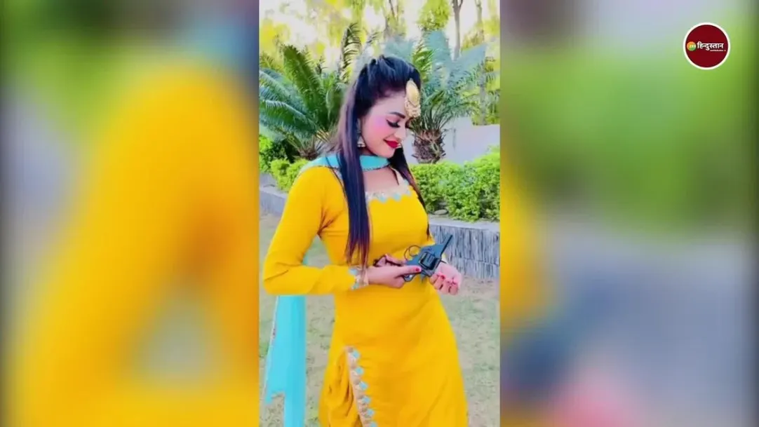 desi girl waving a pistol in hand stunned to see the video 