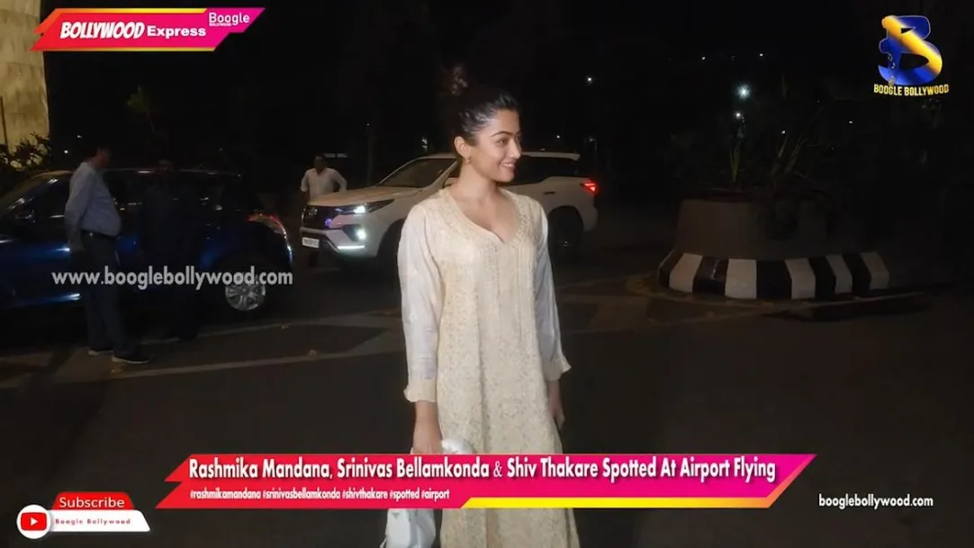 Rashmika Mandana, Srinivas Bellamkonda And Shiv Thakare Spotted At Airport Flying 