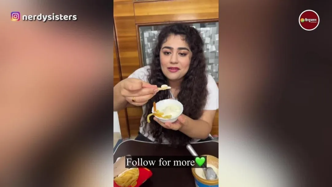trending weird video of food blogger seen eating ice cream and French fries combo goes viral 