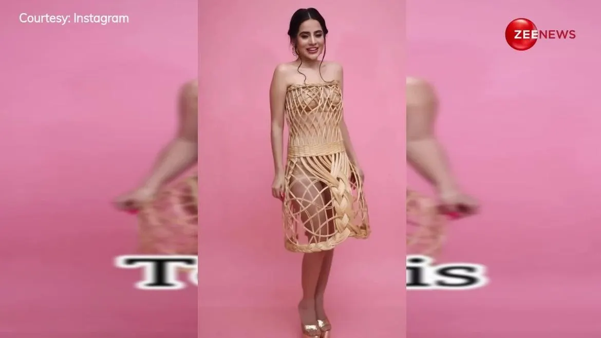 Watch Breaking News braless urfi javed made new dress from a basket
