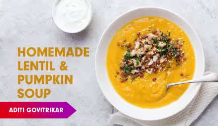 Lentil and Pumpkin Soup Recipe by Aditi Gowitrikar