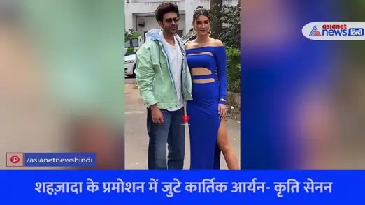 Kartik Aaryan and Kriti Sanon strike a pose for the paparazzi 