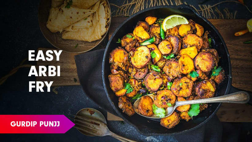 Arbi Tawa Fry Recipe by Chef Gurdip