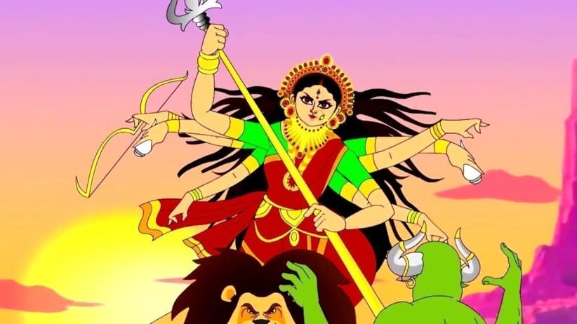 Goddess Durga Slays Dushonasur