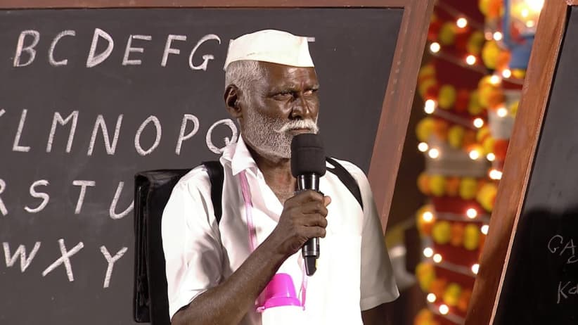 The Contestants Teach English to an Old Man