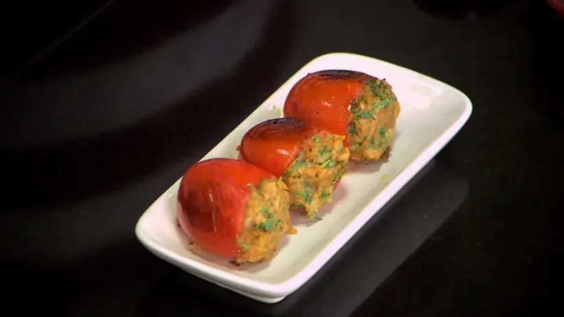 Stuff tomato potato vegetable recipe in Marathi