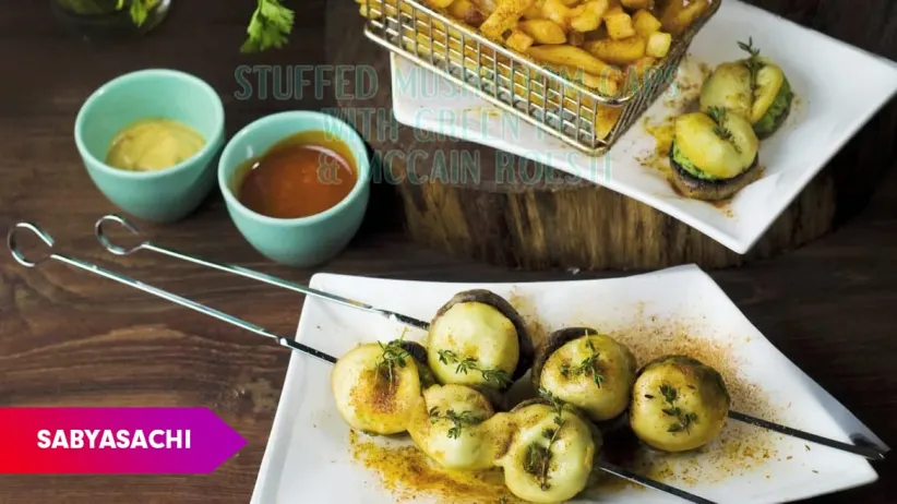 Stuffed Mushroom Caps With Green Peas And McCain Fries - Urban Cook